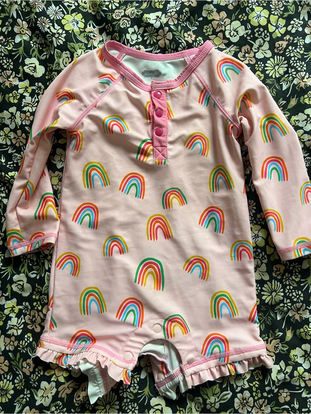 Mudpie Rainbow Long Sleeve One Piece Bathing Suit